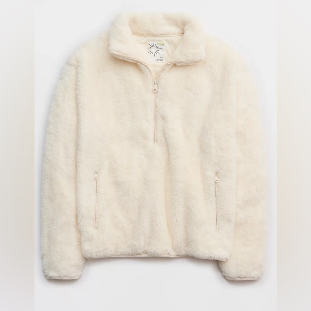 OFFLINE By Aerie Fluffy Sherpa Quarter Zip Sweatshirt Sz XXL